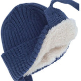Blue 'Soft Touch' Knit Ribbed Toque with Tie  > Calikids