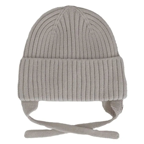 Cream Moon Beam 'Soft Touch' Knit Ribbed Toque with Tie  > Calikids
