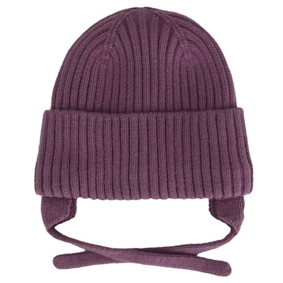 Orchid 'Soft Touch' Knit Ribbed Toque with Tie  > Calikids