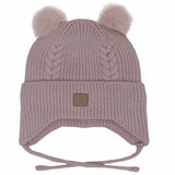DOUBLE POM Soft Knit Textured Hat > in Lilac and Lotus