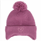 Heart Pom Knit Hat > Calikids in Lilac, Pink Bordeau and Purple Grape