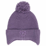 Heart Pom Knit Hat > Calikids in Lilac, Pink Bordeau and Purple Grape