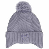 Heart Pom Knit Hat > Calikids in Lilac, Pink Bordeau and Purple Grape