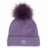 Faux Fur Soft Knit Ribbed Pom Hat > Calikids in Grape & Mocha