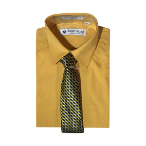 Robert Allan Dress Shirt w/ Tie > Gold Harvest size 3 & 4 Kids Clothing Cottage Robert Allan Dress Shirt w/ Tie > Gold Harvest size 3 & 4 Kids Clothing Cottage