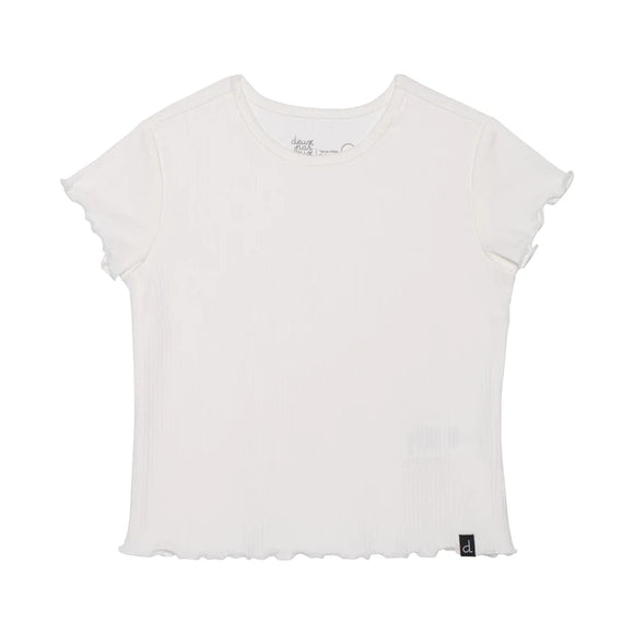 Off White Ribbed T-shirt > Deux Par Deux