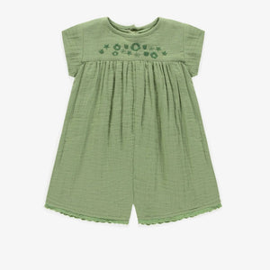 Green Romper in Muslin Cotton >Souris Mini Baby-Toddler