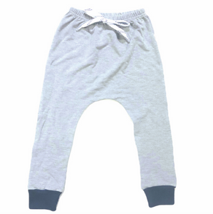 Portage And Main > Grey Joggers/Navy Cuff with Hockey Lace Tie