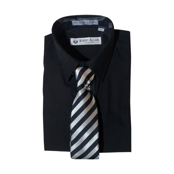 Robert Allan Dress Shirt w/ Tie > Pitch Black