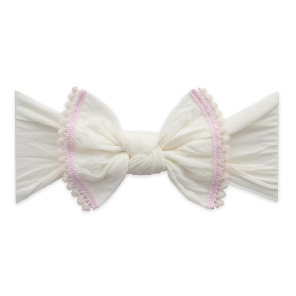 Baby Bling Bows > Classic Trimmed Knot Mini Pom > Ivory/Pink